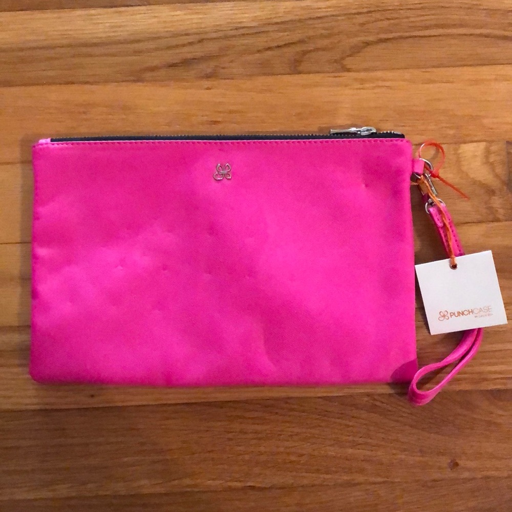 Bright pink punchcase wristlet